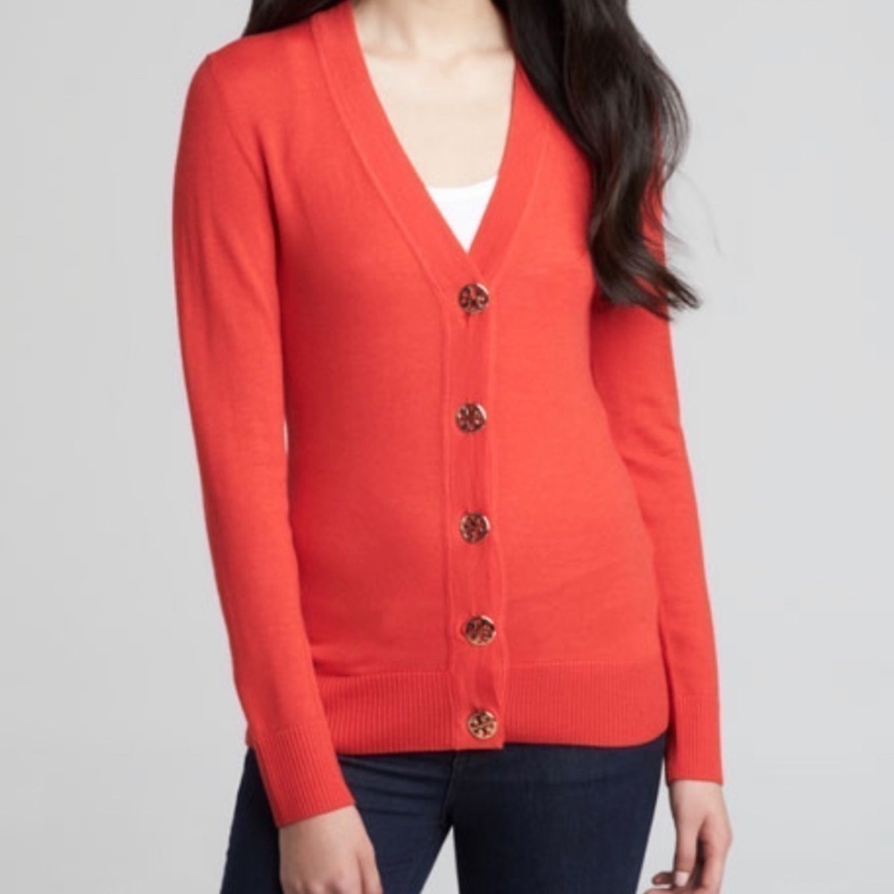 LOFT Cardigan Buttons Orange Size M